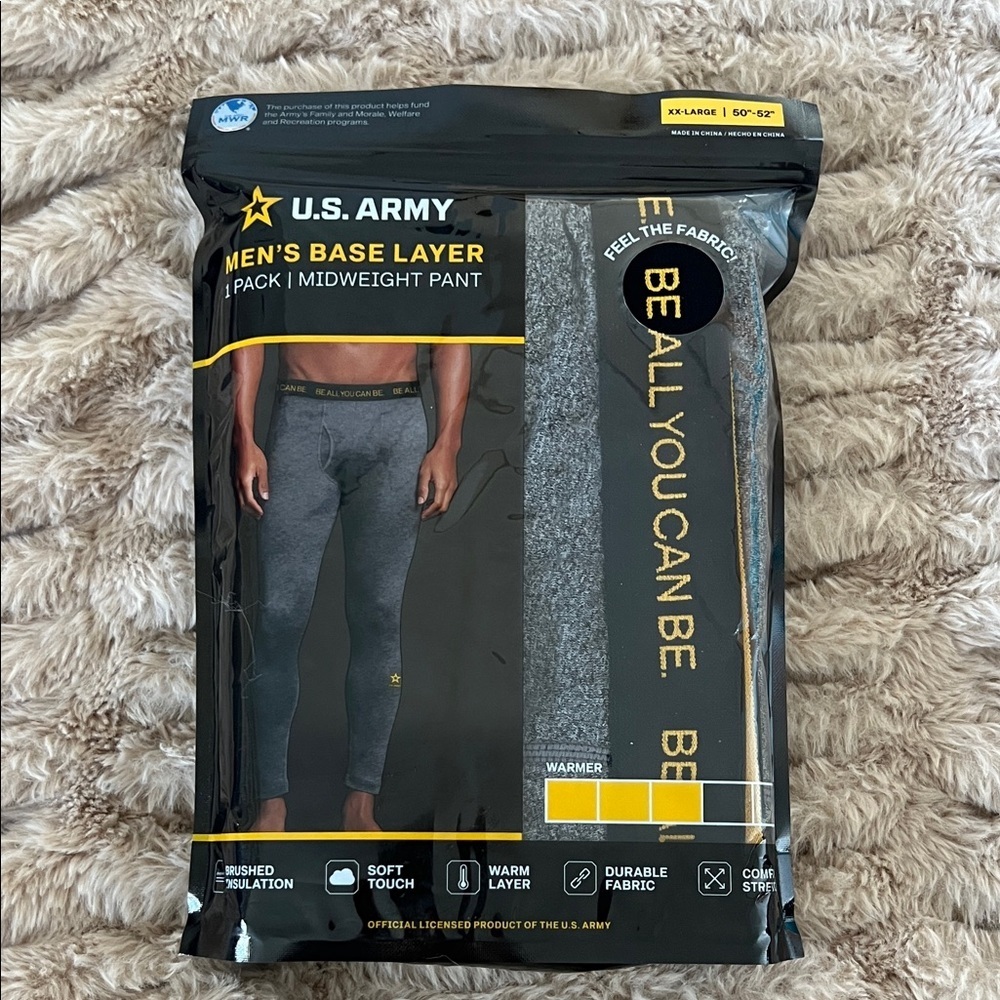 NWT U.S. Army Men's Base Layer Gray Midweight Pant